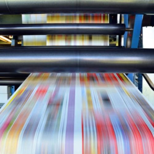 roll offset print machine in a large print shop for production of newspapers & magazines